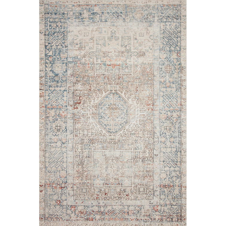 Chris Loves Julia x Loloi Jules Oriental Area Rug in Natural/Ocean